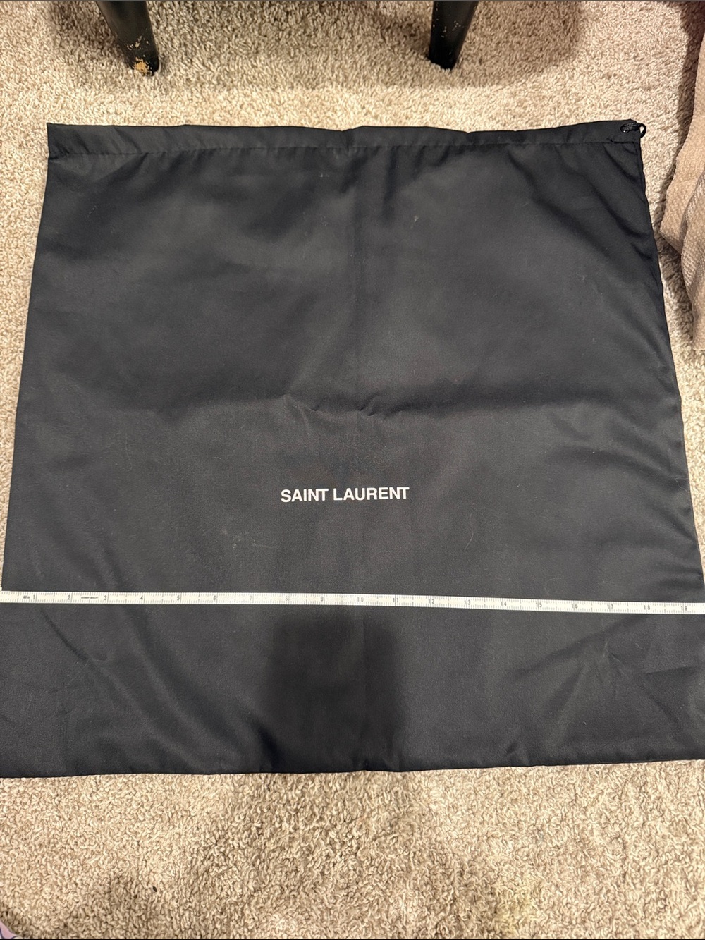Saint Laurent Black Fabric Drawstring Pouch with White Logo